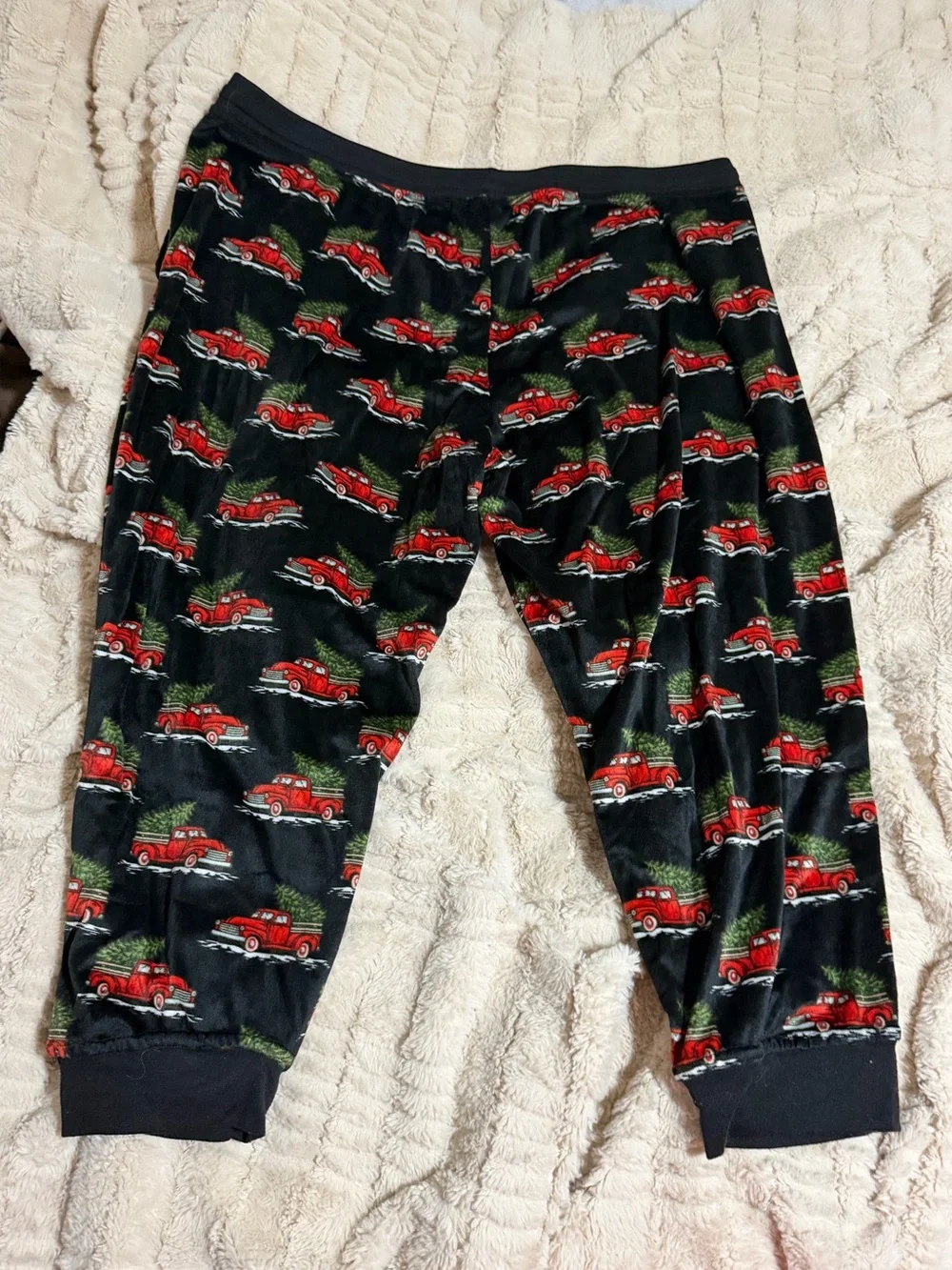Men’s Black Holiday Truck Print Pajama Pants